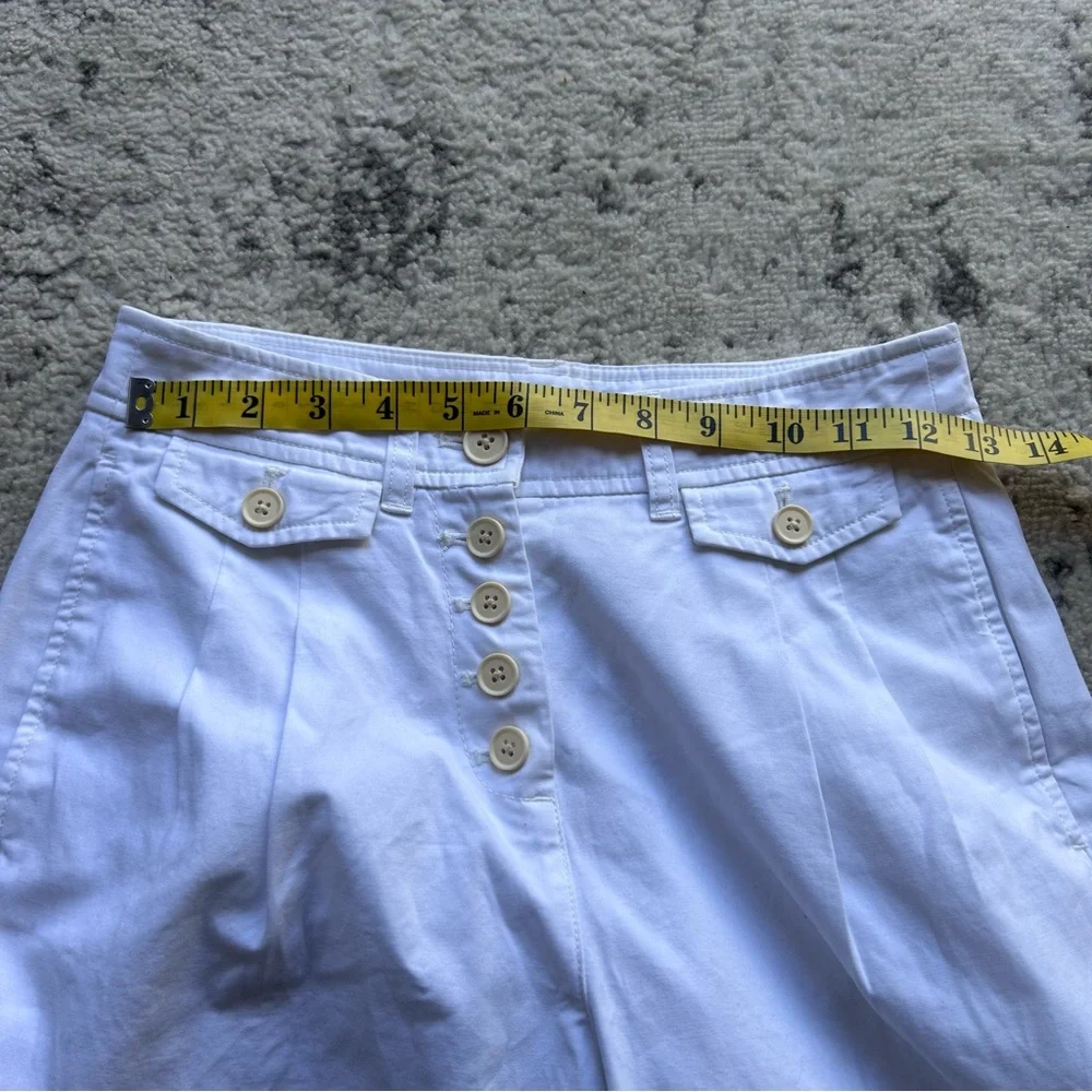 NWT J.Crew Tall Pleated Button Front Pant Chino White pockets size P0